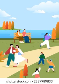 Autumn Festival Character Landscape Illustration