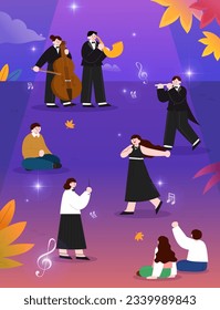 Autumn Festival Character Landscape Illustration