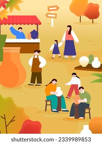 Autumn Festival Character Landscape Illustration