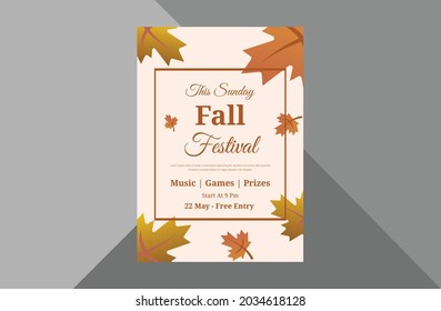 autumn festival flyer design template. autumn fall festival poster leaflet design template. a4 template, brochure design, cover, flyer, poster, print-ready