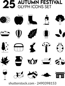 Autumn Festival Glyph Icon Set