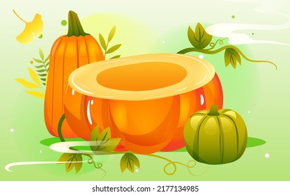 Autumn festival, harvest season, character harvest pumpkin, vector illustration