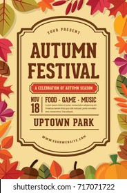 Autumn festival poster. Autumn party invitation design.