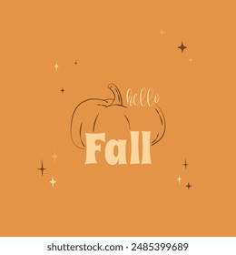 Autumn Festival With Pumpkins. Fall in Love. Harvest Festival. Pumpkins Thanksgiving flat color illustration. Thanksgiving autumn card vector background.