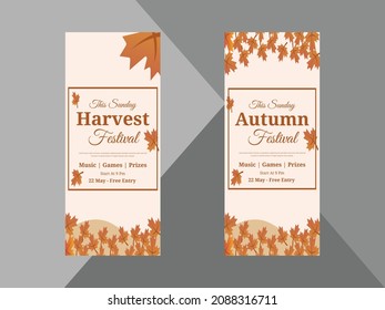 autumn festival roll up banner design template. autumn fall festival poster leaflet design template. cover, roll up banner, poster, print-ready