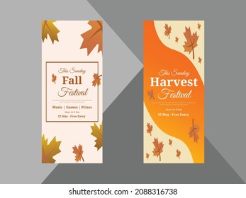 autumn festival roll up banner design template. autumn fall festival poster leaflet design template. cover, roll up banner, poster, print-ready