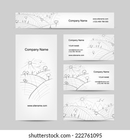 Autumn field sketch, business cards design