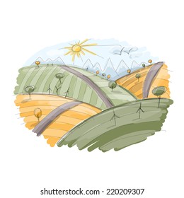 Autumn field sketch for your design