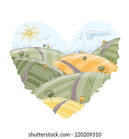 Autumn field sketch for your design