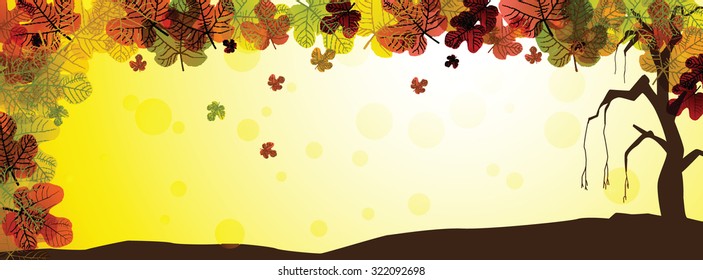 Autumn fig leaves vector background