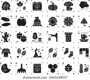 Autumn fill icon set design illustration stock