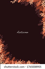 Autumn flat fern leaf in forest frame vector background for decoration on Autumn seasonal and Thanks giving festival.