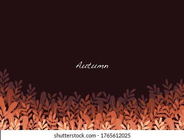 Autumn flat fern leaf in forest frame vector background for decoration on Autumn seasonal and Thanks giving festival.