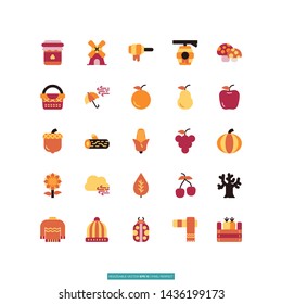 Autumn Flat Icon Set Vector Illustration Logo Template For Website Or Mobile App.