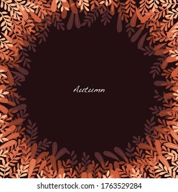 Autumn flat leaves in forest frame vector background for decoration for  Autumn seasonal Thanksgiving festival.