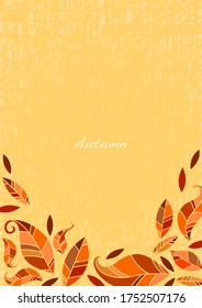 Autumn flat leaves frame vector background for decoration on fall and Thanksgiving seasonal.