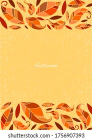 Autumn flat leaves frame vector background for decoration on fall and Thanksgiving seasonal.