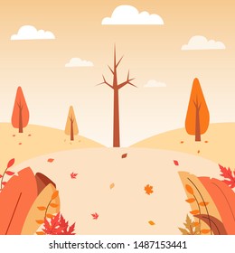 Autumn flat vector illustration. Full vector for your illustration project