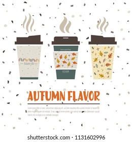 Autumn flavour coffee set vector illustration