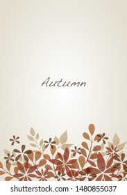 Autumn flora and leaves border background vector for decoration on autumn festival.