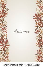 Autumn flora and leaves border background vector for decoration on autumn festival.