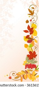 Autumn floral background. All elements and textures are individual objects. Vector illustration scale to any size.
