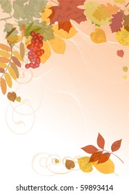 Fondo floral otoñal. Todos los elementos y texturas son objetos individuales. Escala de ilustración vectorial a cualquier tamaño.