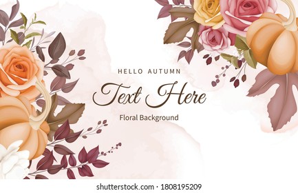 Autumn floral background with beautiful flowers