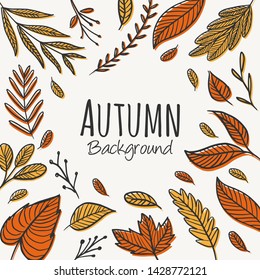 Autumn floral background with handrawn style