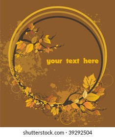 autumn floral background with leaves on branches,vector illustration