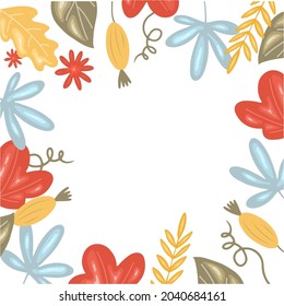 Fondo floral otoñal. Marco vectorial de hojas y bayas