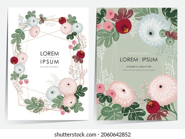  Autumn floral decorated frame set vector illustration. Image for various invitations, brochures, picture frames, posters   