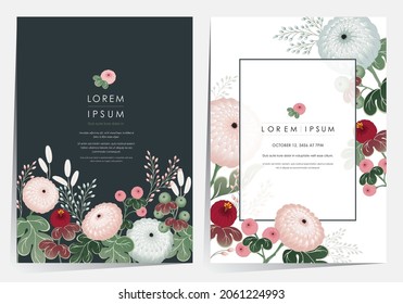  Autumn floral decorated frame set vector illustration. Image for various invitations, brochures, picture frames, posters   	