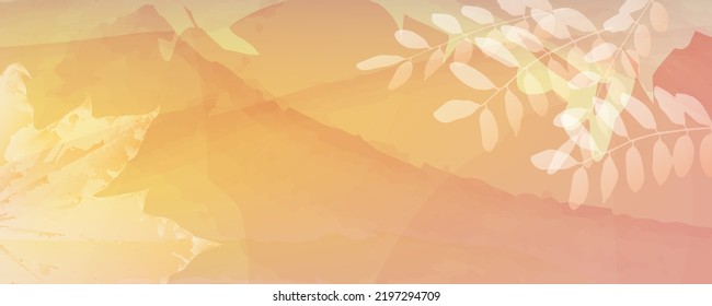 Autumn floral design. Abstract banner in warm pastel colors. Luxury watercolor vector background suitable for booklets, web, brochures, flyers.