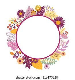 Autumn floral frame template banner