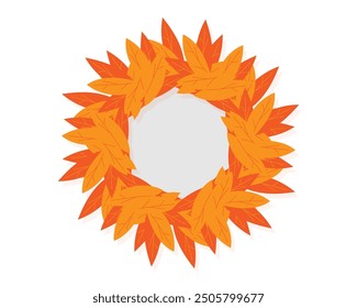 autumn floral greeting wreath of deco. Vibrant various autumn leaf vector design graphic