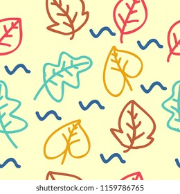 Autumn floral hand drawn seamless pattern