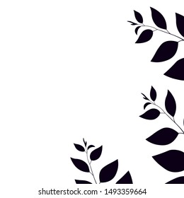 Autumn floral illustration with black sprigs on white background. Template design for invitation, poster, card. Holiday card or congratulation. 