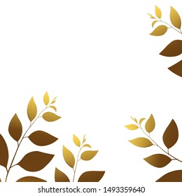Autumn floral illustration with brown sprigs on white background. Trend color image with branches. Template design for invitation, poster, card. Holiday card or congratulation. 