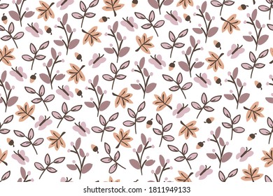 Autumn floral leaf seamless vector pattern