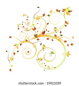 autumn floral ornament - vector illustration