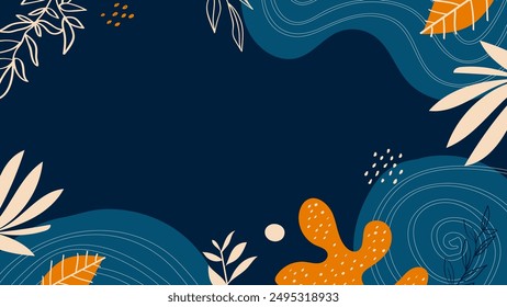 autumn floral pattern with colorful leaves. vector hand drawn doodle illustration.