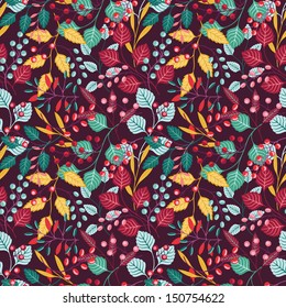Autumn floral seamless pattern