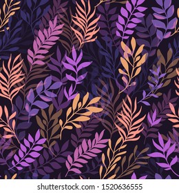 Autumn Floral seamless pattern with leaves. Seamless pattern can be used for wallpaper, pattern fills, web page background, surface textures