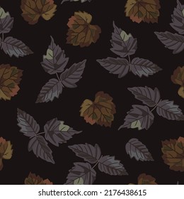 Autumn floral seamless pattern with yellowed leaves. Suitable for printing on fabric, textile, wrapping paper, decorative wallpaper, packaging, invitations.
