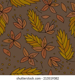 Autumn / Floral seamless wallpaper with colorful leafs 