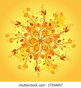 Autumn floral snowflake, vector