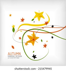 Autumn floral wave on white background, minimalistic design. Nature background, environmental swirl template concept