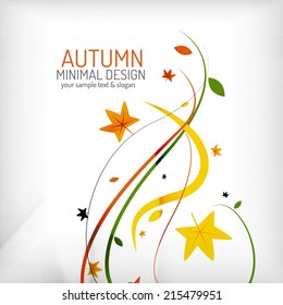 Autumn floral wave on white background, minimalistic design. Nature background, environmental swirl template concept