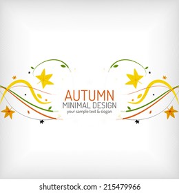 Autumn floral wave on white background, minimalistic design. Nature background, environmental swirl template concept